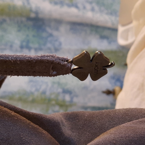 Y2k Luckys brand beige grey suede leather shoulder bag - Picture 4 of 11